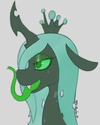 Size: 1710x2149 | Tagged: safe, artist:wild-thunder06, derpibooru import, queen chrysalis, changeling, changeling queen, female, long tongue, tongue, tongue out