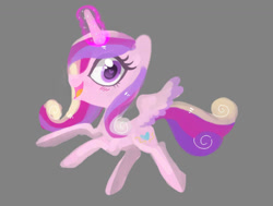 Size: 1075x811 | Tagged: safe, artist:kaikururu, derpibooru import, princess cadance, alicorn, pony, colored wings, eyelashes, female, glowing, glowing horn, gray background, heart eyes, horn, mare, simple background, two toned wings, wingding eyes, wings