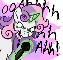 Size: 1441x1363 | Tagged: safe, artist:pony-thunder, derpibooru import, sweetie belle, februpony, microphone, singing, solo