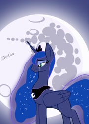 Size: 1280x1767 | Tagged: safe, artist:sarahthefox97, derpibooru import, princess luna, alicorn, pony, crying, female, mare in the moon, moon, night, sad, solo