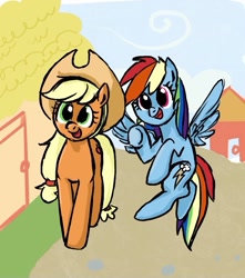 Size: 681x769 | Tagged: safe, artist:laya-21, derpibooru import, applejack, rainbow dash, appledash, cute, dashabetes, female, jackabetes, lesbian, shipping