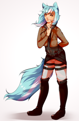 Size: 1280x1966 | Tagged: safe, artist:pledus, derpibooru import, lyra heartstrings, human, pony, attack on titan, clothes, crossover, eared humanization, female, humanized, solo, tail, tailed humanization