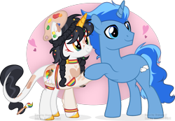 Size: 2413x1669 | Tagged: safe, artist:reptaurdrawsmlp, derpibooru import, oc, oc only, oc:rainbow splash, pony, unicorn, female, male, mare, simple background, stallion, transparent background