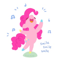 Size: 600x600 | Tagged: safe, artist:pink-pone, derpibooru import, pinkie pie, earth pony, pony, music notes, open mouth, simple background, smile smile smile, solo, white background