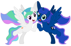 Size: 8000x5170 | Tagged: safe, artist:laszlvfx, derpibooru import, princess celestia, princess luna, alicorn, pony, absurd resolution, base used, female, mare, royal sisters, siblings, simple background, sisters, transparent background, vector