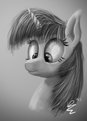 Size: 1012x1413 | Tagged: safe, artist:d0ublerainb0wdash, derpibooru import, twilight sparkle, twilight sparkle (alicorn), alicorn, pony, artist signature, bust, female, grayscale, mare, monochrome, solo