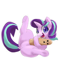 Size: 1000x1000 | Tagged: safe, artist:kushina13, derpibooru import, starlight glimmer, pony, unicorn, female, haniwa, looking at you, lying down, mare, on back, open mouth, open smile, simple background, smiling, smiling at you, solo, transparent background