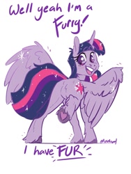 Size: 1500x2000 | Tagged: safe, artist:roseanon4, derpibooru import, twilight sparkle, twilight sparkle (alicorn), alicorn, pony, blushing, butt, dialogue, fluffy, heart, heart hoof, looking at you, looking back, looking back at you, open mouth, plot, smiling, sparkles, spread wings, twibutt, underhoof, wings