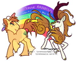 Size: 1024x835 | Tagged: safe, artist:renhorse, derpibooru import, applejack, autumn blaze, kirin, pony, alternate design, februpony, simple background, transparent background