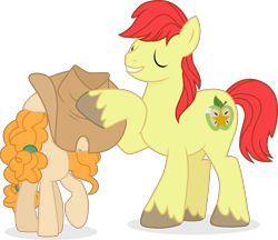 Size: 3351x2899 | Tagged: safe, artist:cirillaq, derpibooru import, bright mac, pear butter, earth pony, pony, februpony, female, hat, high res, male, mare, simple background, stallion, transparent background, unshorn fetlocks, vector