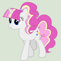 Size: 720x720 | Tagged: safe, artist:stormxf3, derpibooru import, oc, oc only, oc:brightfull flux, pony, unicorn, 2018, animated, blue eyes, female, full body, gif, gray background, hooves, horn, loop, mare, multicolored mane, show accurate, simple background, smiling, solo, unicorn oc, walk cycle, walking