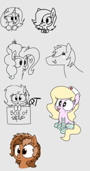 Size: 1017x1920 | Tagged: safe, artist:wafflecakes, ponerpics import, big macintosh, pinkie pie, oc, oc:anon filly, oc:nurse bonesaw, oc:sign, earth pony, pony, unicorn, box, drawpile, female, filly, foal, heart, open mouth, simple background, smiling, tongue, tongue out