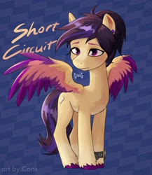 Size: 2480x2860 | Tagged: safe, artist:pwnagespartan, derpibooru import, oc, oc only, oc:short circuit, pegasus, pony, colored wings, female, multicolored wings, pegasus oc, solo, spread wings, wings