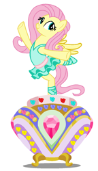 Size: 774x1348 | Tagged: safe, artist:cheerful9, derpibooru import, fluttershy, pegasus, pony, a royal problem, arabesque, arms spread out, ballerina, ballet, ballet slippers, clothes, cute, flower, flutterina, music box, on one hoof, pose, shyabetes, tutu