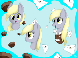 Size: 1600x1200 | Tagged: safe, artist:3naa, derpibooru import, derpy hooves, pegasus, pony, bust, female, food, mail, muffin, solo