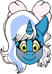 Size: 233x330 | Tagged: safe, artist:princecubby, derpibooru import, oc, oc:fleurbelle, alicorn, alicorn oc, blushing, bow, female, golden eyes, hair bow, horn, looking at you, mare, simple background, transparent background, wingding eyes, wings
