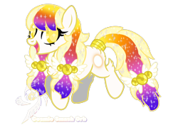 Size: 1700x1200 | Tagged: safe, artist:galeemlightseraphim, derpibooru import, oc, oc only, earth pony, pony, :d, base used, bell, earth pony oc, ethereal mane, open mouth, open smile, simple background, smiling, starry eyes, starry mane, tail, tail wrap, transparent background, wingding eyes