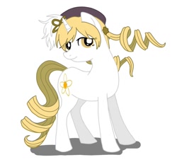 Size: 1083x993 | Tagged: safe, artist:namaenonaipony, derpibooru import, pony, unicorn, anime, magical girl, mami tomoe, ponified, puella magi madoka magica, simple background, solo, white background