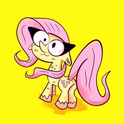 Size: 680x680 | Tagged: safe, artist:eveeyuwu, derpibooru import, fluttershy, pegasus, pony, butt, female, mare, plot, solo