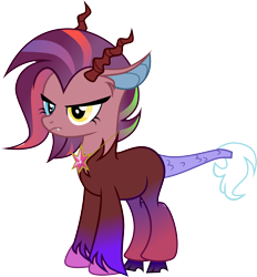 Size: 9355x10099 | Tagged: safe, artist:shootingstarsentry, derpibooru import, oc, oc:galaxy, draconequus, absurd resolution, female, heterochromia, offspring, parent:cosmos, parent:discord, parents:coscord, simple background, solo, transparent background, vector