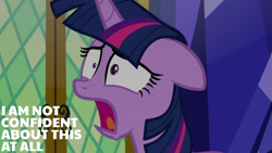 Size: 1280x720 | Tagged: safe, derpibooru import, edit, edited screencap, editor:quoterific, screencap, twilight sparkle, twilight sparkle (alicorn), alicorn, pony, season 9, the beginning of the end, ears, female, floppy ears, mare, open mouth, shrunken pupils, solo, twilight's castle, twilighting