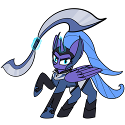 Size: 1080x1080 | Tagged: safe, artist:deltarainrum, derpibooru import, princess luna, armor, simple background, solo, weapon, white background