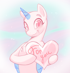 Size: 4768x5000 | Tagged: safe, artist:littmosa, derpibooru import, pony, commission, holiday, looking at you, open mouth, smiling, smiling at you, valentine's day, your character here