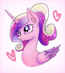 Size: 1117x1257 | Tagged: safe, artist:namaenonaipony, derpibooru import, princess cadance, alicorn, pony, bust, heart, simple background, solo, white background