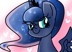 Size: 1277x921 | Tagged: safe, artist:namaenonaipony, derpibooru import, princess luna, alicorn, pony, bust, heart, solo