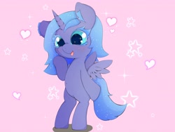 Size: 4096x3072 | Tagged: safe, artist:zokkili, derpibooru import, princess luna, alicorn, pony, bipedal, colored eyelashes, female, filly, foal, full body, heart, solo, sparkles, sparkly eyes, stars, wingding eyes, woona, younger