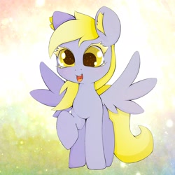 Size: 2048x2048 | Tagged: safe, artist:zokkili, derpibooru import, derpy hooves, pegasus, pony, abstract background, cute, derpabetes, female, happy, smiling, solo, starry eyes, wingding eyes