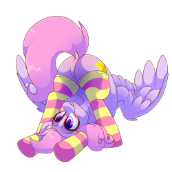 Size: 2000x2000 | Tagged: safe, artist:star-theft, derpibooru import, oc, oc only, pegasus, pony, :p, butt, clothes, dock, featureless crotch, female, high res, mare, pegasus oc, plot, shading, simple background, socks, solo, striped socks, tail, tongue, tongue out, transparent background, wings