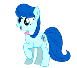 Size: 2606x2302 | Tagged: safe, artist:toutax, derpibooru import, oc, oc only, oc:latias, earth pony, pony, blue eyes, blue mane, blue tail, earth pony oc, female, full body, high res, hooves, mare, open mouth, open smile, raised hoof, raised leg, show accurate, simple background, smiling, solo, standing, tail, transparent background, vector
