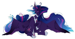 Size: 2500x1296 | Tagged: safe, artist:clefficia, derpibooru import, twilight sparkle, twilight sparkle (alicorn), alicorn, pony, alternate design, simple background, solo, transparent background