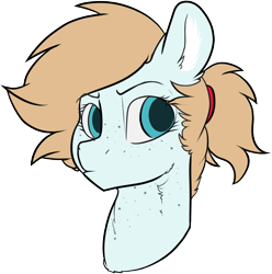 Size: 1026x1035 | Tagged: safe, artist:cold blight, derpibooru import, oc, oc only, oc:cold blight, :c, >:c, cute, female, freckles, frown, mare, ponytail, simple background, solo, transparent background