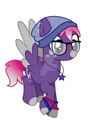 Size: 1024x1320 | Tagged: safe, artist:pure-blue-heart, derpibooru import, oc, oc:pure heart, pegasus, pony, beanie, bracelet, deviantart watermark, ear piercing, earring, female, glasses, hat, jewelry, mare, necklace, obtrusive watermark, piercing, simple background, solo, transparent background, watermark