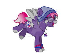 Size: 1024x745 | Tagged: safe, artist:pure-blue-heart, derpibooru import, oc, oc:pure heart, pegasus, pony, beanie, bracelet, deviantart watermark, ear piercing, earring, female, glasses, hat, jewelry, mare, necklace, obtrusive watermark, piercing, simple background, solo, transparent background, watermark