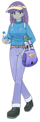 Size: 1007x3025 | Tagged: safe, alternate version, artist:batipin, derpibooru import, part of a set, maud pie, equestria girls, backpack, breasts, cap, clothes, hat, maud pies, shoes, simple background, solo, transparent background, water bottle