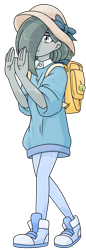 Size: 548x1594 | Tagged: safe, alternate version, artist:batipin, derpibooru import, part of a set, marble pie, equestria girls, backpack, converse, equestria girls-ified, hair over one eye, hat, shoes, simple background, sneakers, solo, transparent background