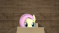 Size: 1920x1080 | Tagged: safe, artist:aleshi, derpibooru import, fluttershy, pony, 3d, box, female, peekaboo, pony in a box, source filmmaker