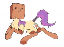 Size: 1998x1467 | Tagged: safe, artist:rover, derpibooru import, oc, oc:paper bag, earth pony, earth pony oc, fake cutie mark, simple background, white background