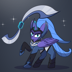 Size: 1080x1080 | Tagged: safe, artist:deltarainrum, derpibooru import, princess luna, alicorn, clothes, dota 2, weapon