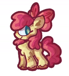 Size: 1634x1802 | Tagged: safe, artist:toaestt, derpibooru import, apple bloom, scootaloo, sweetie belle, earth pony, pony, bow, chest fluff, cutie mark crusaders, dirt, female, foal, hair bow, scar, simple background, solo, stitches, white background