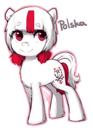 Size: 746x1024 | Tagged: safe, artist:maccoffee, derpibooru import, oc, oc:poland, pony, nation ponies, poland, ponified, simple background, solo, white background