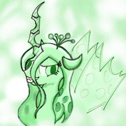 Size: 1024x1024 | Tagged: safe, alternate version, artist:tiga mega, derpibooru import, queen chrysalis, changeling, changeling queen, pony, female, looking at you, mare, solo