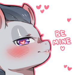 Size: 1159x1159 | Tagged: safe, artist:cold-blooded-twilight, derpibooru import, rumble, pony, blushing, dialogue, heart, heart eyes, simple background, solo, transparent background, wingding eyes