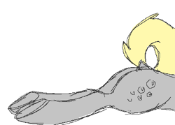 Size: 417x298 | Tagged: safe, artist:anonymous, ponerpics import, derpy hooves, pegasus, pony, aggie.io, butt, cutie mark, dock, female, hooves, lying down, mare, plot, raised tail, simple background, sketch, solo, tail, underhoof