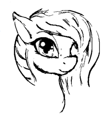 Size: 366x410 | Tagged: safe, artist:anonymous, ponerpics import, oc, oc only, oc:tracy cage, earth pony, pony, aggie.io, female, mare, simple background, sketch, smiling, solo