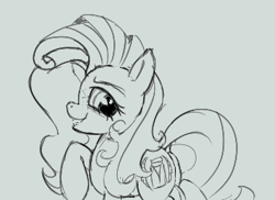 Size: 346x252 | Tagged: source needed, useless source url, safe, artist:anonymous, ponerpics import, oc, oc only, oc:milky way, earth pony, pony, aggie.io, dock, female, mare, monochrome, raised hoof, raised leg, simple background, smiling, solo