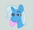 Size: 109x99 | Tagged: source needed, useless source url, safe, artist:anonymous, ponerpics import, trixie, pony, unicorn, aggie.io, female, lowres, magic, mare, meme, simple background, solo, thinking